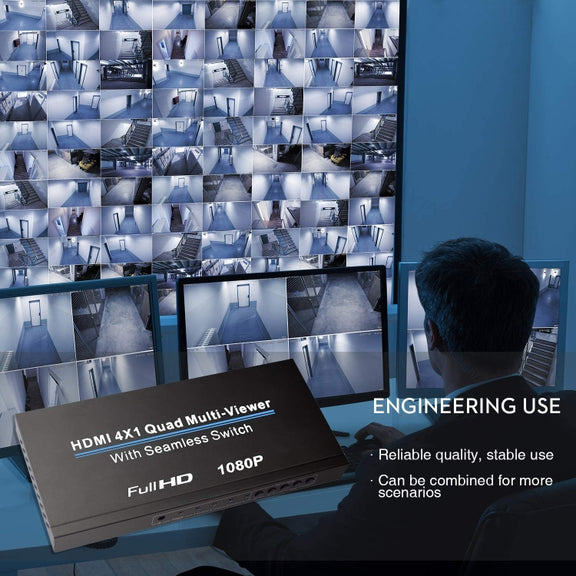 NEWKENG NK-C941 Full HD 1080P HDMI 4x1 Quad Multi-Viewer with Seamless Switch & Remote Control, EU Plug