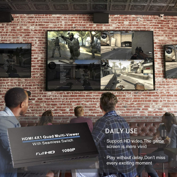 NEWKENG NK-C941 Full HD 1080P HDMI 4x1 Quad Multi-Viewer with Seamless Switch & Remote Control, UK Plug