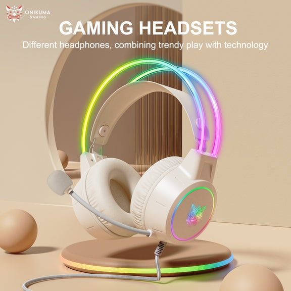 ONIKUMA X15 Pro Symphony Wired Gaming Headphone with Microphone(Beige)