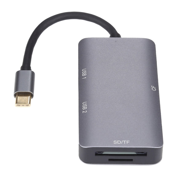 5 In 1 Dual USB 3.0 + CF + TF + SD Multi-function USB-C OTG Card Reader