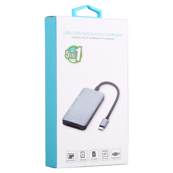 5 In 1 Dual USB 3.0 + CF + TF + SD Multi-function USB-C OTG Card Reader