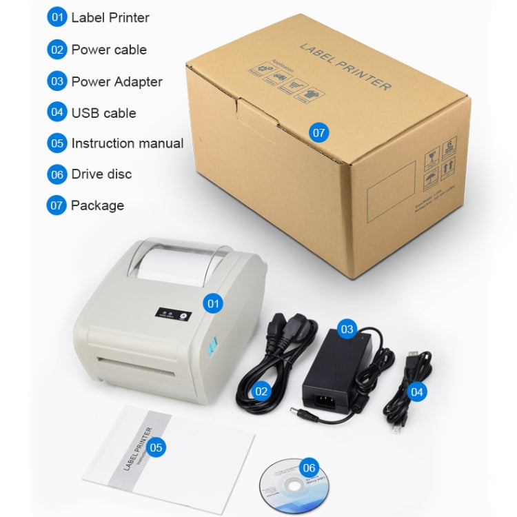 POS-9210 110mm USB POS Receipt Thermal Printer Express Delivery Barcode Label Printer, AU Plug(White)