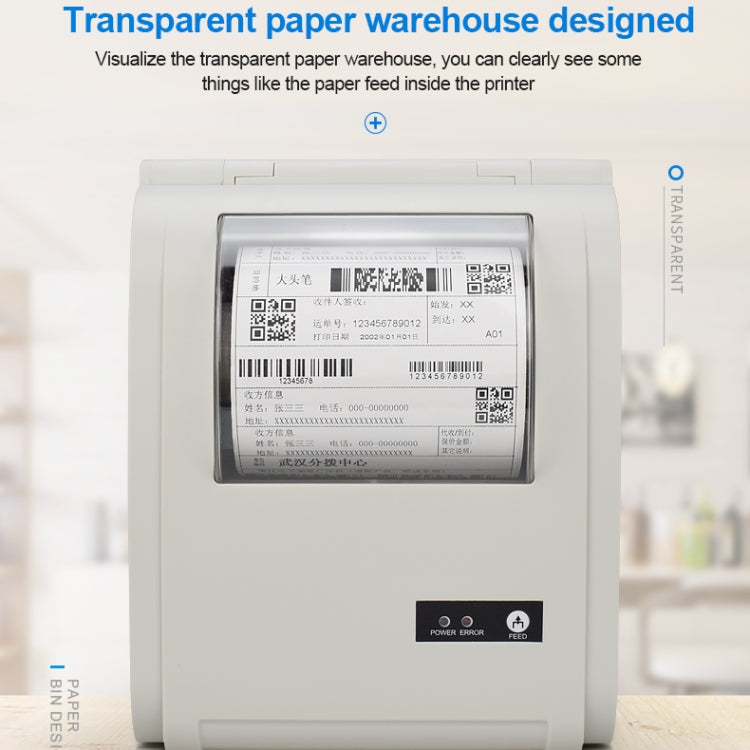 POS-9210 110mm USB POS Receipt Thermal Printer Express Delivery Barcode Label Printer, US Plug(White)
