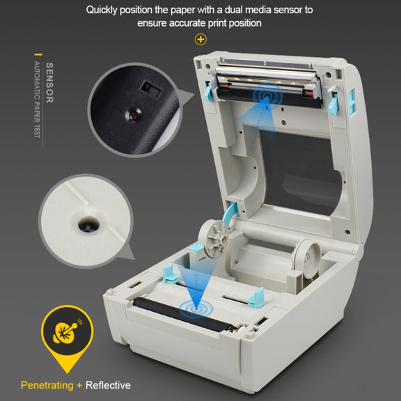 POS-9210 110mm USB +  Bluetooth POS Receipt Thermal Printer Express Delivery Barcode Label Printer, US Plug(White)