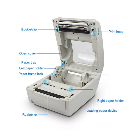 POS-9210 110mm USB +  Bluetooth POS Receipt Thermal Printer Express Delivery Barcode Label Printer, US Plug(White)