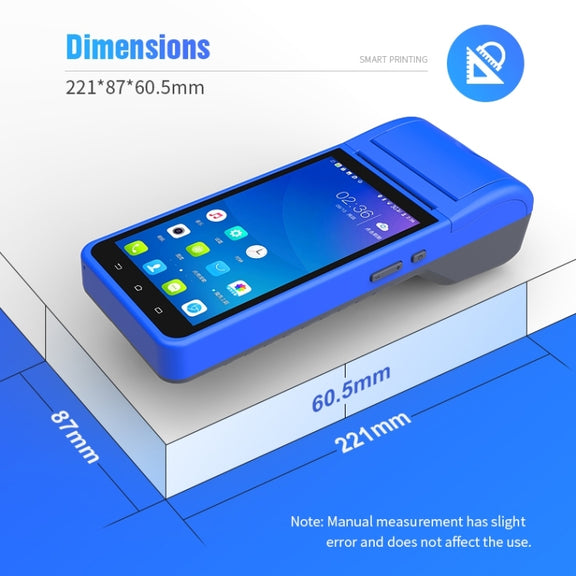 POS-6000 4G Version 1GB+8GB 58mm PDA Handheld 5.5 inch QR Code Android Smart POS Teminal Scanner Printer, EU Plug