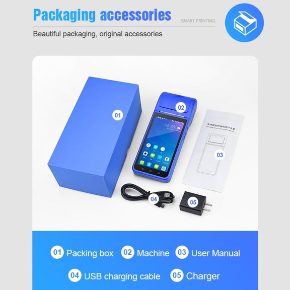 POS-6000 4G Version 1GB+8GB 58mm PDA Handheld 5.5 inch QR Code Android Smart POS Teminal Scanner Printer, US Plug