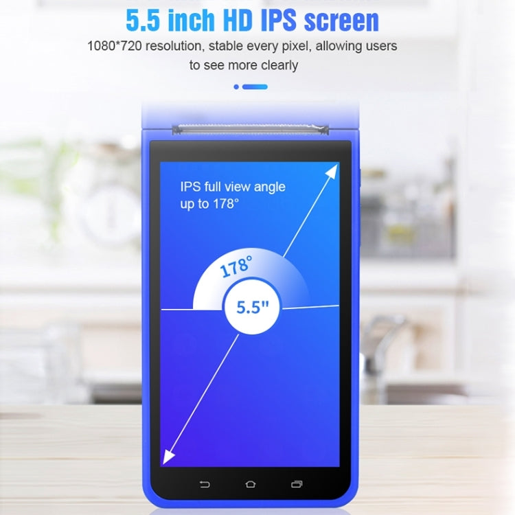 POS-6000 4G Version 1GB+8GB 58mm PDA Handheld 5.5 inch QR Code Android Smart POS Teminal Scanner Printer, EU Plug