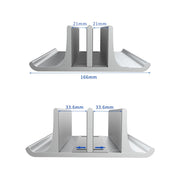 Universal Portable Aluminum Alloy Double Slot Width Adjustable Laptop Vertical Storage Stand Base(Black)