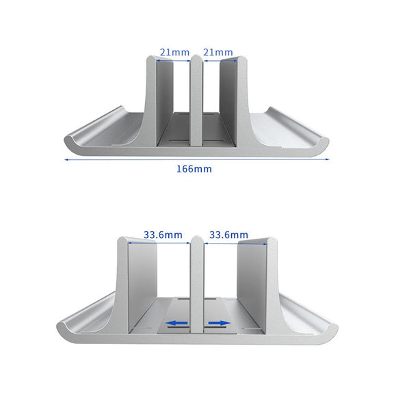Universal Portable Aluminum Alloy Double Slot Width Adjustable Laptop Vertical Storage Stand Base(Black)