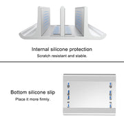 Universal Portable Aluminum Alloy Double Slot Width Adjustable Laptop Vertical Storage Stand Base(Black)