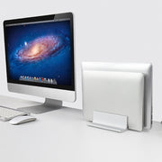 Universal Portable Aluminum Alloy Double Slot Width Adjustable Laptop Vertical Storage Stand Base(Silver)