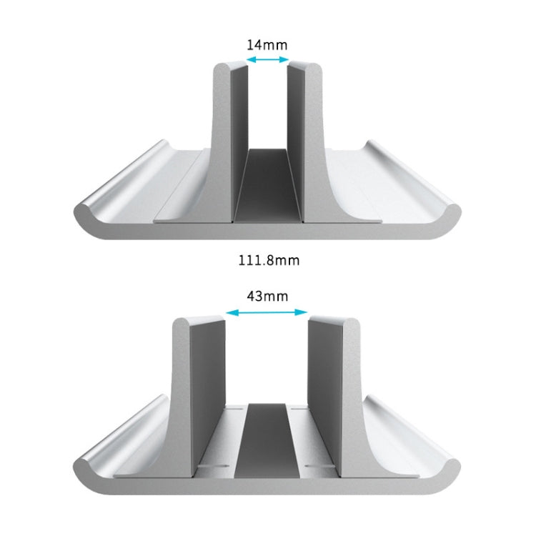 Universal Portable Aluminum Alloy Single Slot Width Adjustable Laptop Vertical Radiating Storage Stand Base(Black)