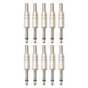 10 PCS 2 Pin 6.5mm Plug Zinc Alloy Welded Type Audio Connector 6.35 Audio Plug