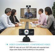 HXSJ S4 1080P Adjustable 180 Degree HD Manual Focus Video Webcam PC Camera with Microphone(Black)
