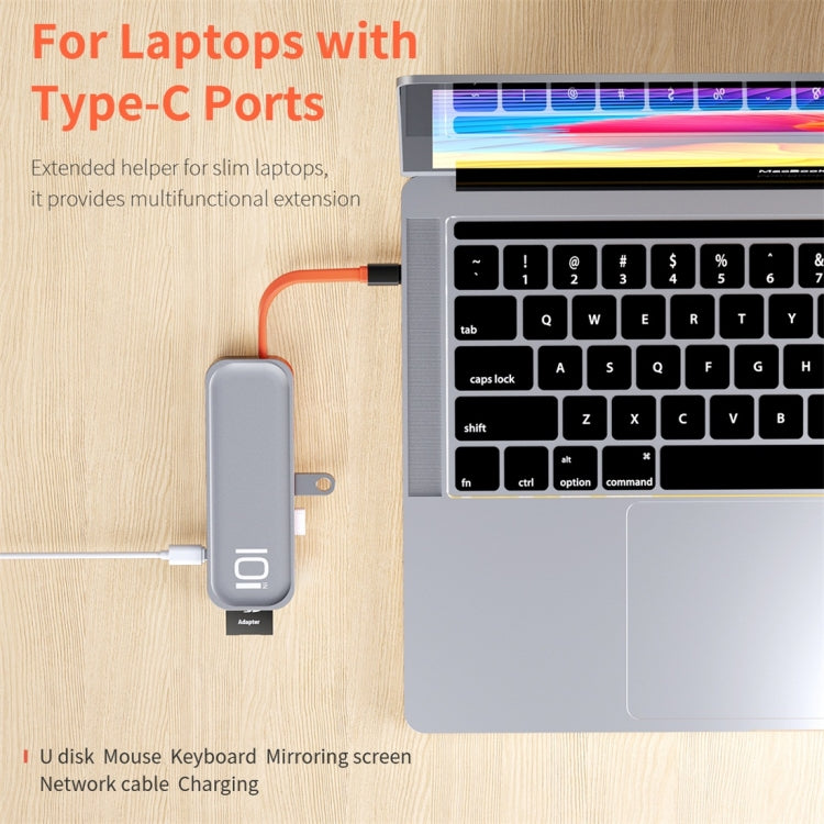ROCK TR01 10 In 1 Type-C / USB-C to HDMI + VGA Multifunctional Extension HUB Adapter(Silver)