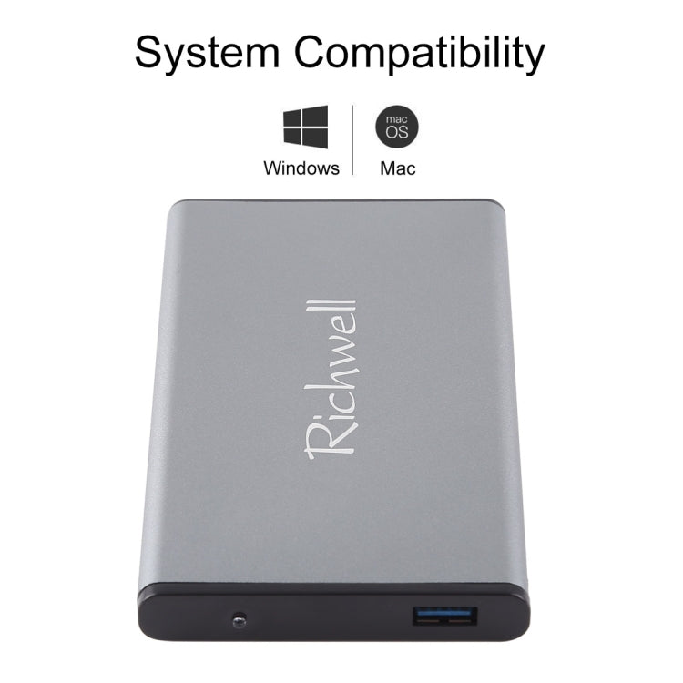 Richwell SATA R2-SATA-2TB 2TB 2.5 inch USB3.0 Super Speed Interface Mobile Hard Disk Drive(Grey)