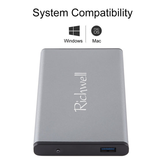 Richwell SATA R2-SATA-2TB 2TB 2.5 inch USB3.0 Super Speed Interface Mobile Hard Disk Drive(Grey)