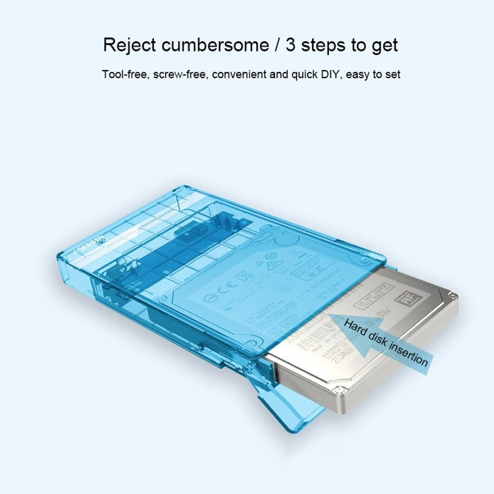 SEATAY HD213 Tool Free Screwless SATA 2.5 inch USB 3.0 Interface HDD Enclosure, The Maximum Support Capacity: 2TB(Blue)