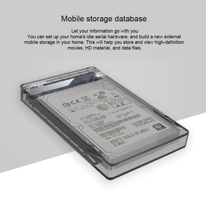 SEATAY HD213 Tool Free Screwless SATA 2.5 inch USB 3.0 Interface HDD Enclosure, The Maximum Support Capacity: 2TB(White)