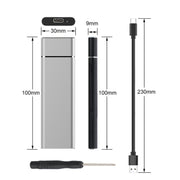 M.2 NGFF to USB-C / Type-C USB 3.1 Interface Aluminum Alloy SSD Enclosure (Silver)