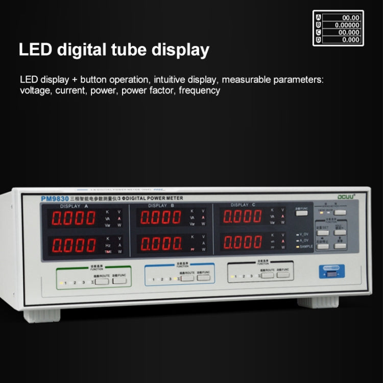 DCUU PM9830 500V 40A Three Phase Digital AC Voltage Current Power Factor & Power Meter (EU Plug)