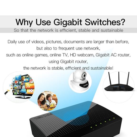 Tenda SG105 Mini 5 Ports 1000Mpbs Fast Gigabit Ethernet Network Switch  LAN HUB