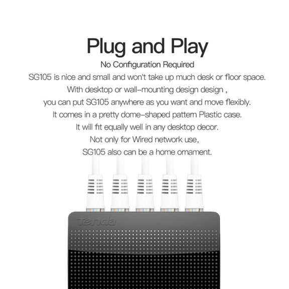 Tenda SG105 Mini 5 Ports 1000Mpbs Fast Gigabit Ethernet Network Switch  LAN HUB