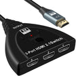 3 Port HDMI 8K Switcher Selector Box with Pigtail Cable (Black) - Switch by PMC TechLife | Online Shopping South Africa | PMC TechLife