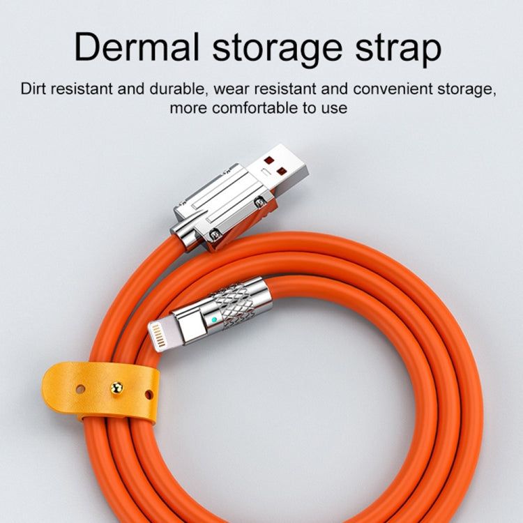 Mech Series 6A 120W USB to 8 Pin Metal Plug Silicone Fast Charging Data Cable, Length: 1.2m(White)