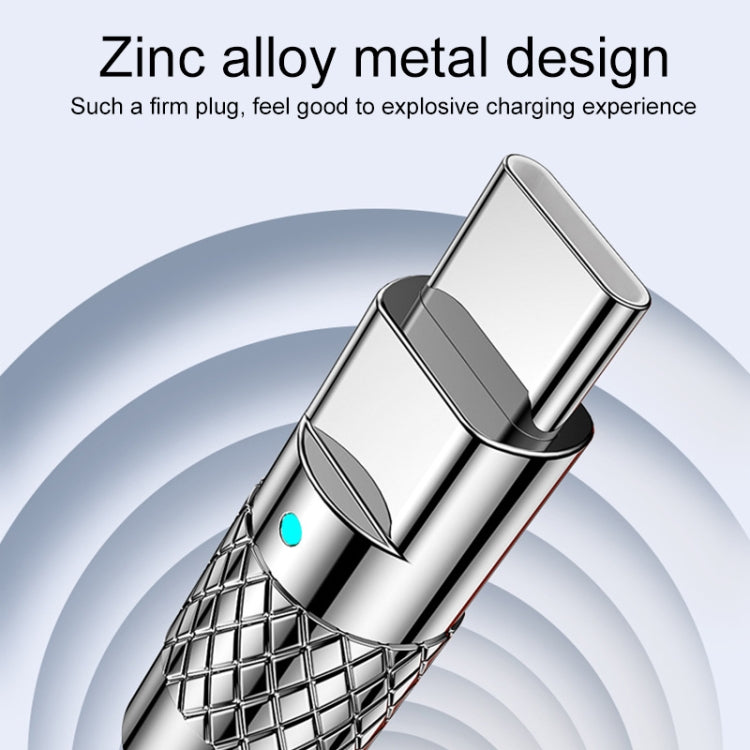 Mech Series 6A 120W USB to USB-C / Type-C Metal Plug Silicone Fast Charging Data Cable, Length: 1.8m(Blue)