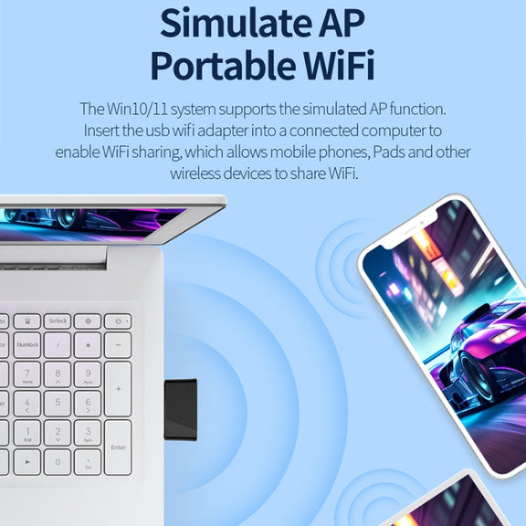 COMFAST CF-940AX 300Mbps 2.4GHz WiFi6 Mini USB Network Adapter