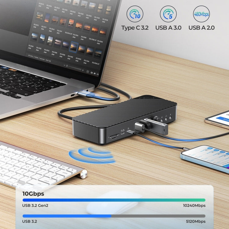 ORICO DKA20-BK-BP 10Gbps 20 in 1 Type-C 3.0 HUB Docking Station (US Plug)