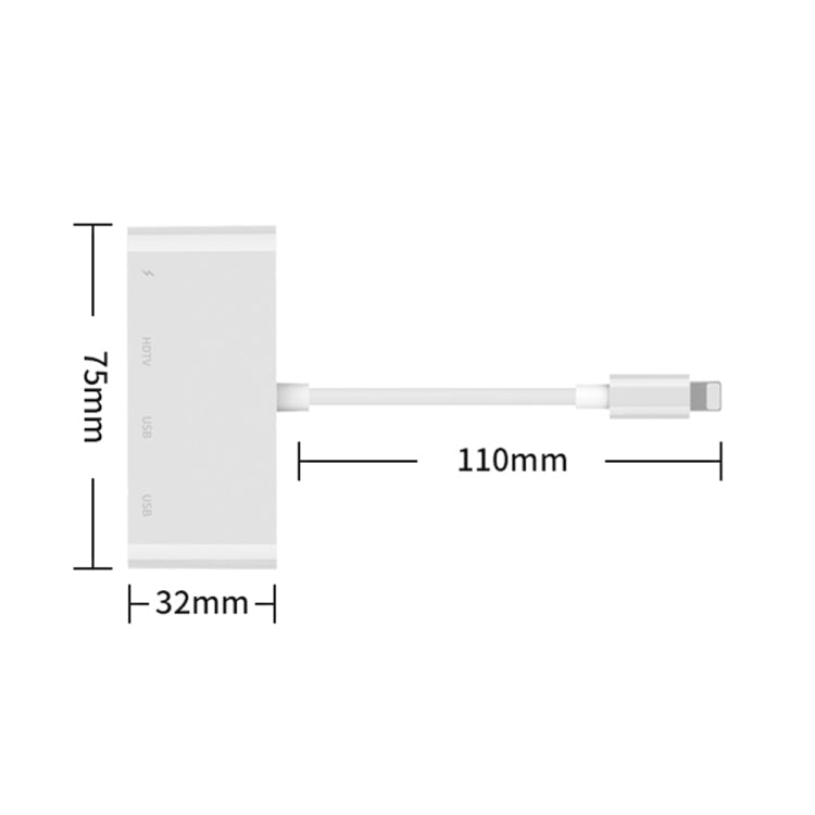 75216 4 in 1 8 Pin to HDMI + 8 Pin Charging + 2 USB Ports HD Video Converter