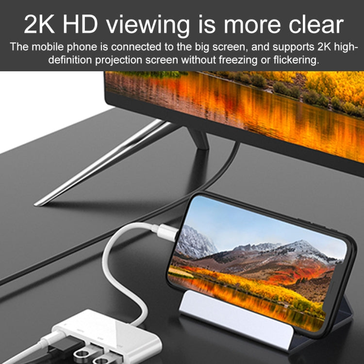 75216 4 in 1 8 Pin to HDMI + 8 Pin Charging + 2 USB Ports HD Video Converter