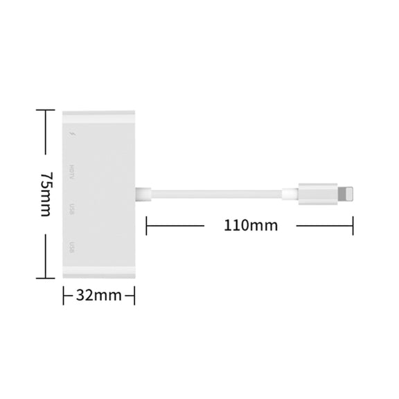 75216 4 in 1 8 Pin to HDMI + 8 Pin Charging + 2 USB Ports HD Video Converter