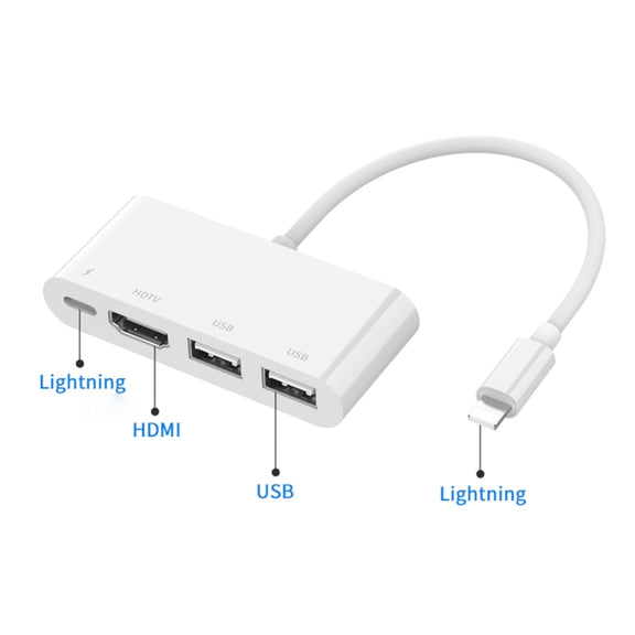 75216 4 in 1 8 Pin to HDMI + 8 Pin Charging + 2 USB Ports HD Video Converter