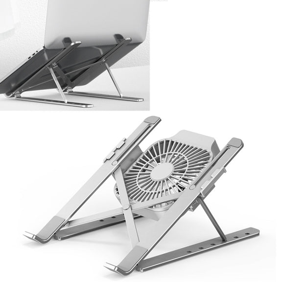 Portable Adjustable Laptop Stand Desktop Lifting Height Increase Rack Folding Heat Dissipation Holder, Style: Fan