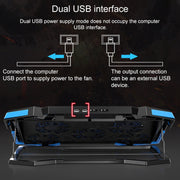 dual USB Ports Five-core Radiator Notebook Computer  Holder (Blue)