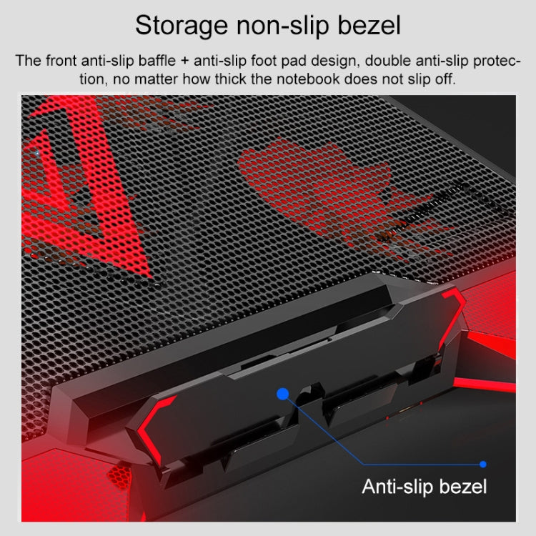 dual USB Ports Five-core Radiator Notebook Computer  Holder (Red)