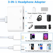 NK-109Pro USB-C/Type-C+8 Pin to USB+3.5mm+USB-C/Type-C Multifunctional Audio Adapter