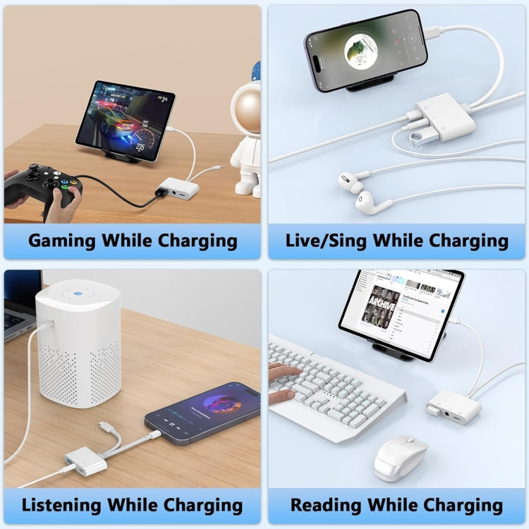NK-109Pro USB-C/Type-C+8 Pin to USB+3.5mm+USB-C/Type-C Multifunctional Audio Adapter
