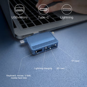 NK-939C 3 in 1 USB to USB-C / Type-C + 8PIN Multifunctional Docking Station (Blue)