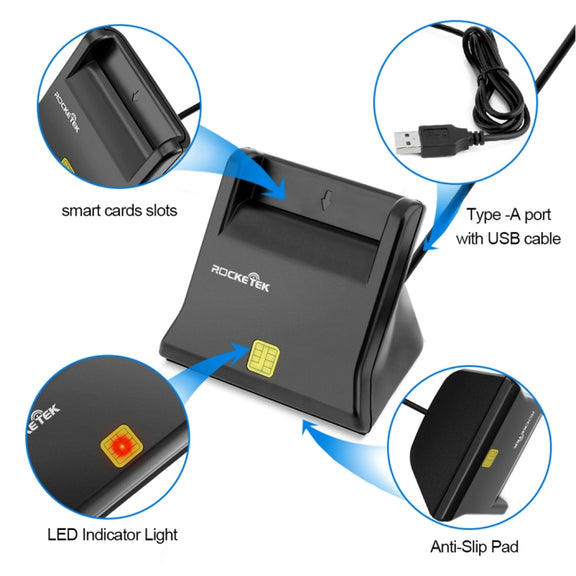 ROCKETEK SCR2 CAC ID SIM Chip Smart Card Reader