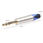 10 PCS TC203N 6.35mm Gold-plated Audio Stereo Connector Welding Plug