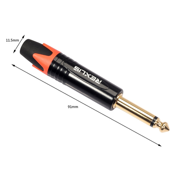 10 PCS TC202 6.35mm Gold-plated Mono Sound Welding Audio Adapter Plug(Orange)