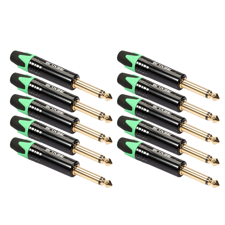 10 PCS TC202 6.35mm Gold-plated Mono Sound Welding Audio Adapter Plug(Green)
