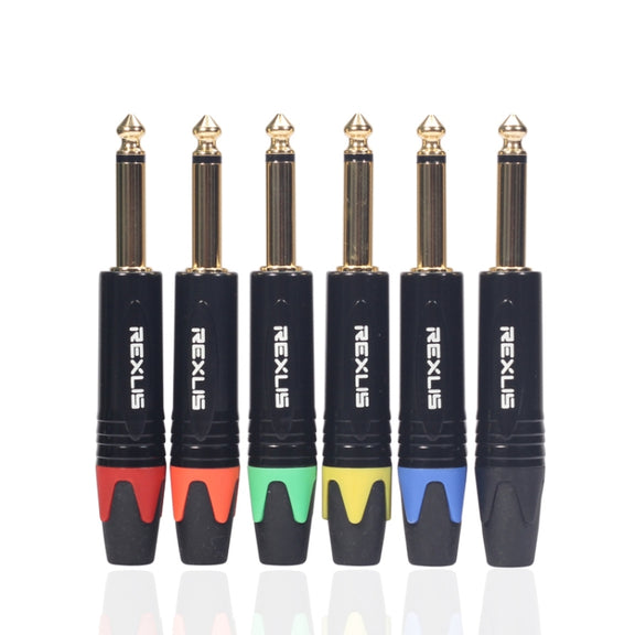 10 PCS TC202 6.35mm Gold-plated Mono Sound Welding Audio Adapter Plug(Green)