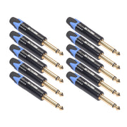 10 PCS TC202 6.35mm Gold-plated Mono Sound Welding Audio Adapter Plug(Blue)