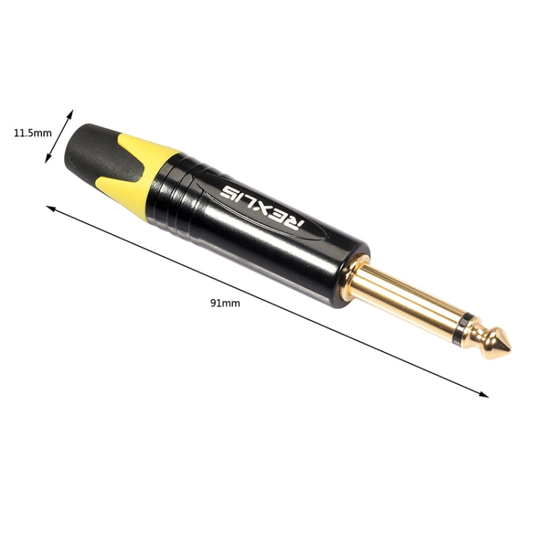 10 PCS TC202 6.35mm Gold-plated Mono Sound Welding Audio Adapter Plug(Yellow)